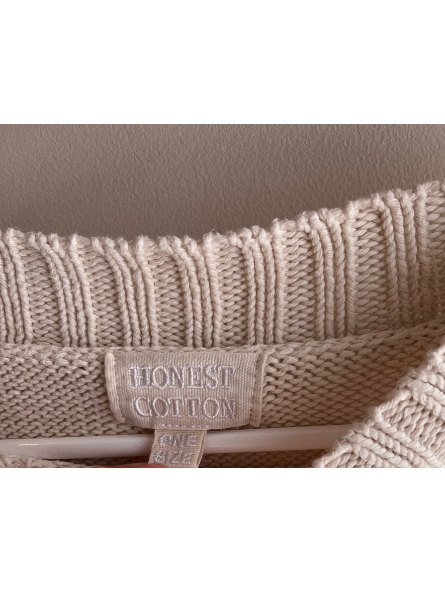 Honest Cotton Organic Crop Knit Sweater Cream Euc — image 6 of 8